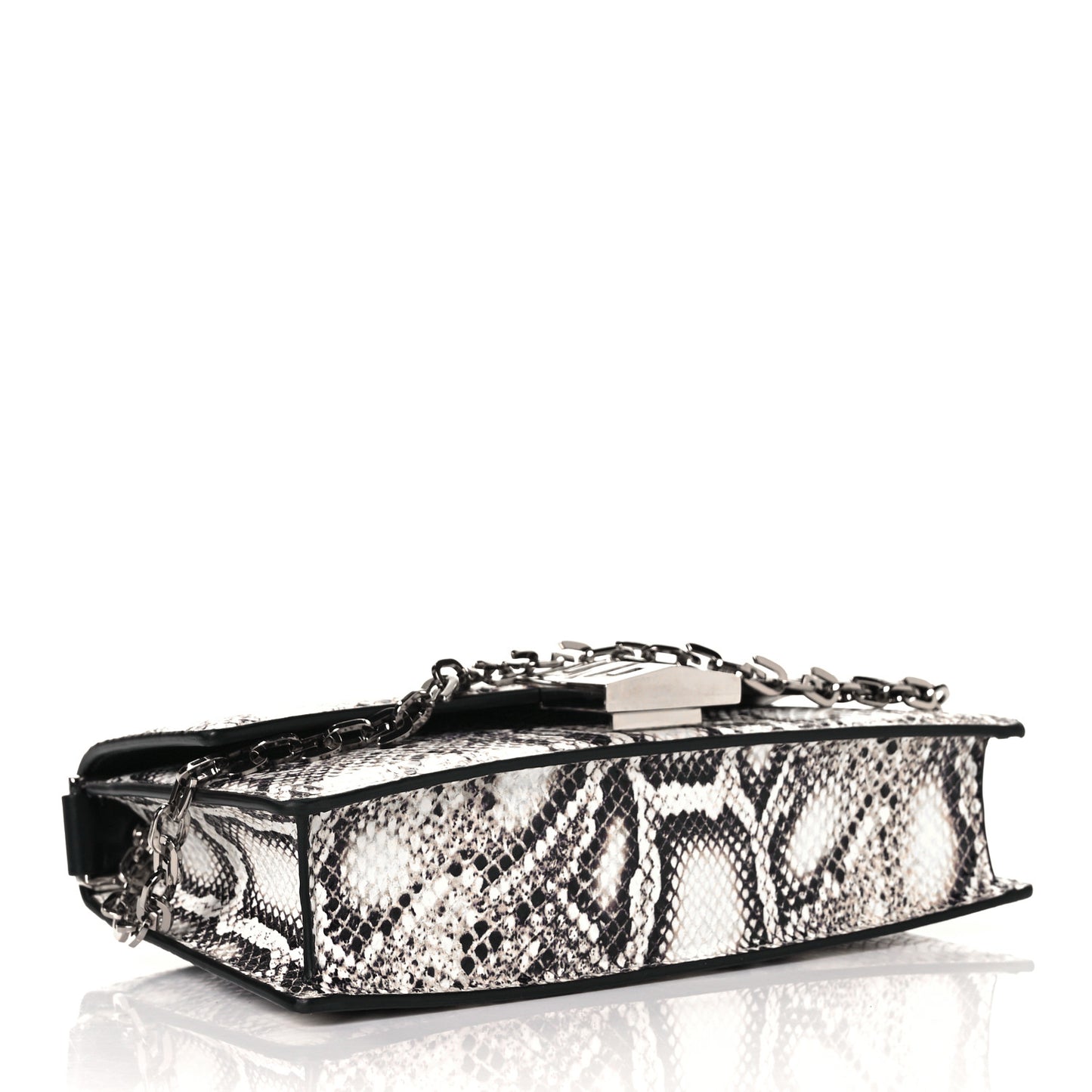 Calfskin Snake Embossed Small 4G Chain Bag Black White