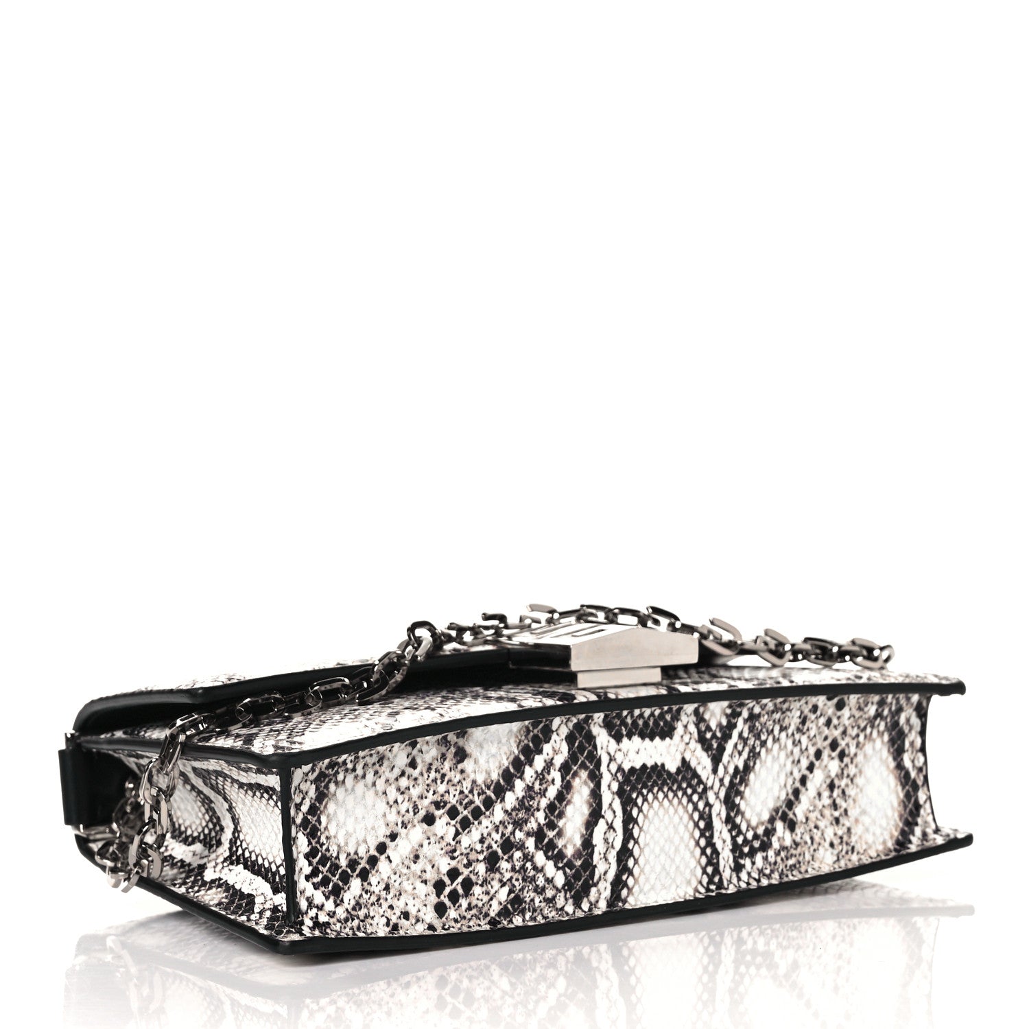 Givenchy Calfskin Snake Embossed Small 4G Chain Bag Black White 4 of 8