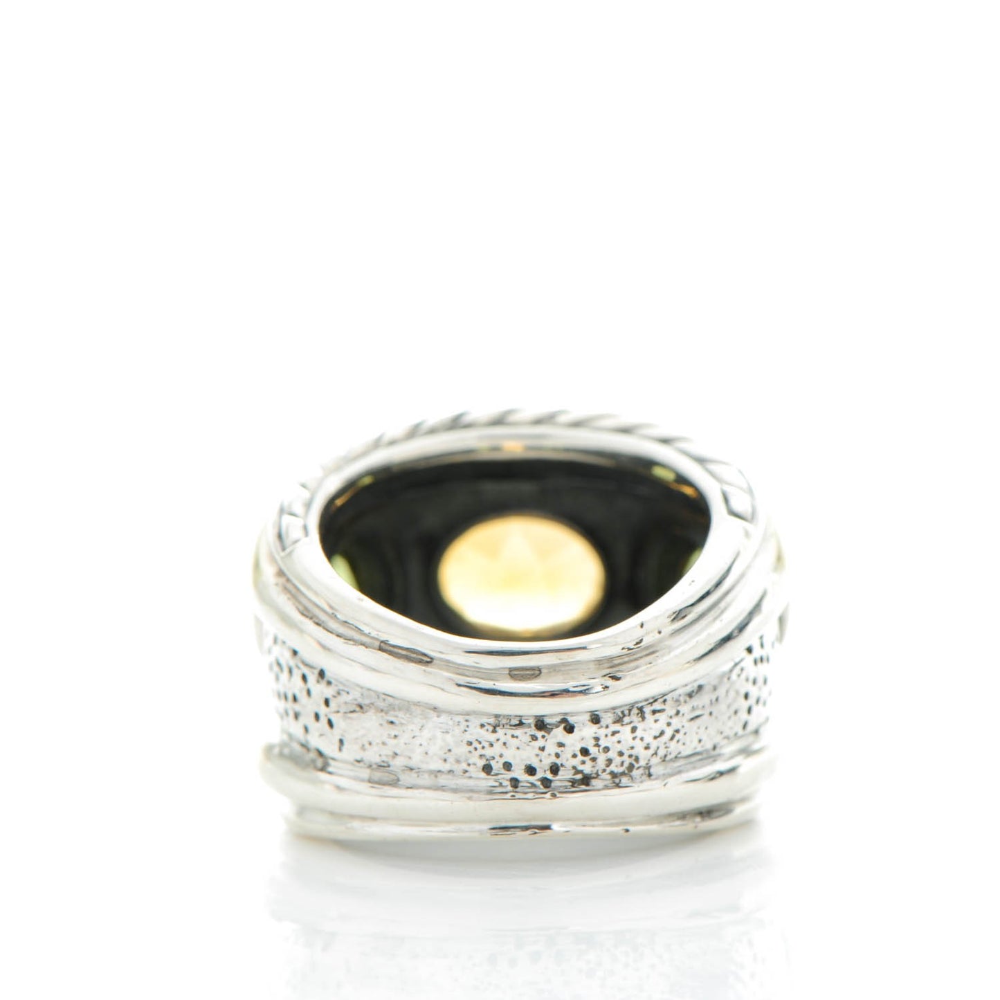 Sterling Silver 14K Yellow Gold Citrine Peridot 17mm Renaissance Ring 52 6