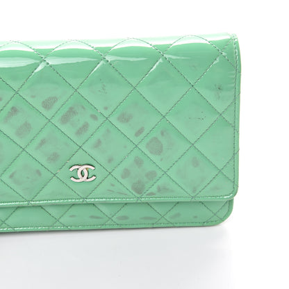 Chanel Patent Quilted Wallet On Chain WOC Green 14 of 18