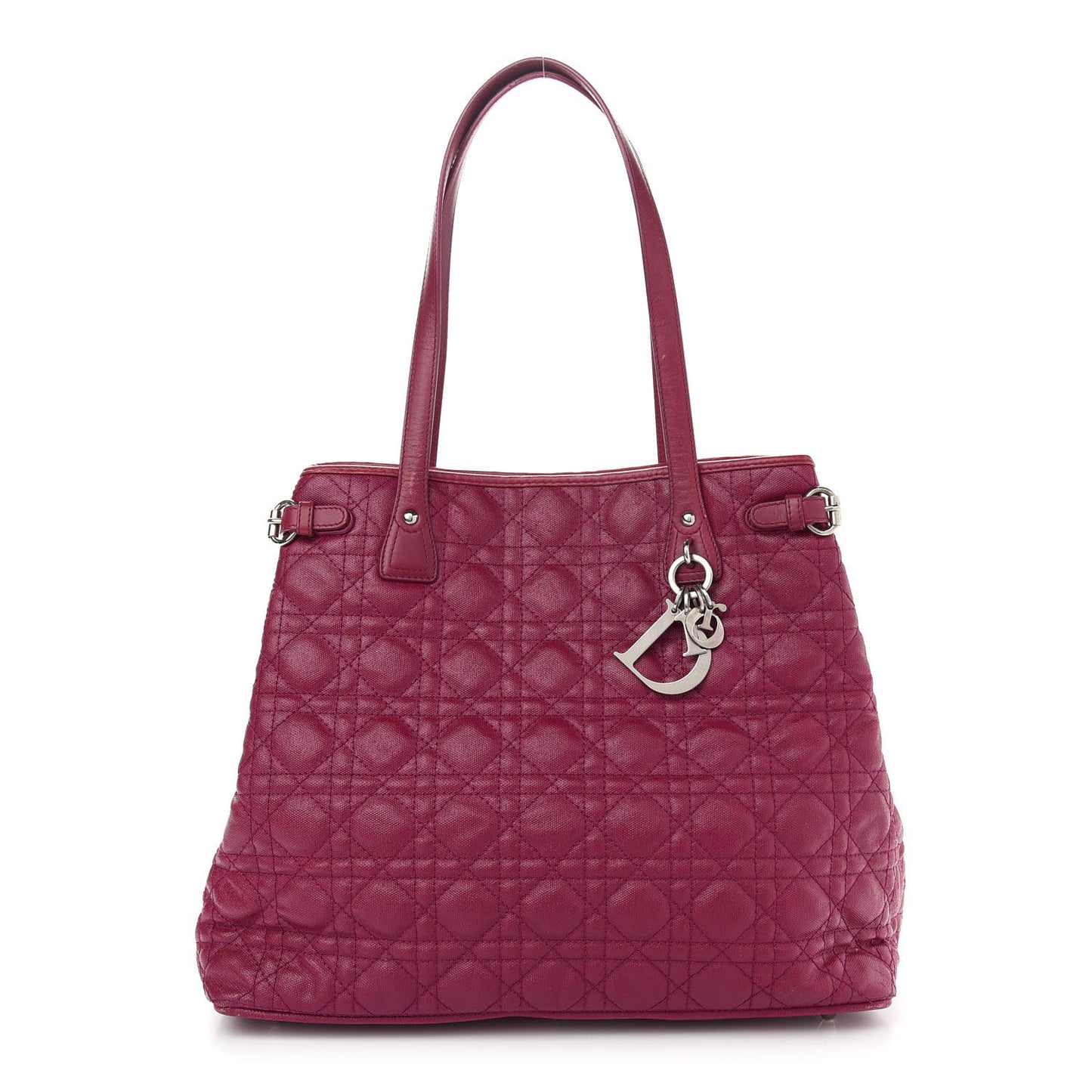 Coated Canvas Cannage Medium Panarea Tote Raspberry