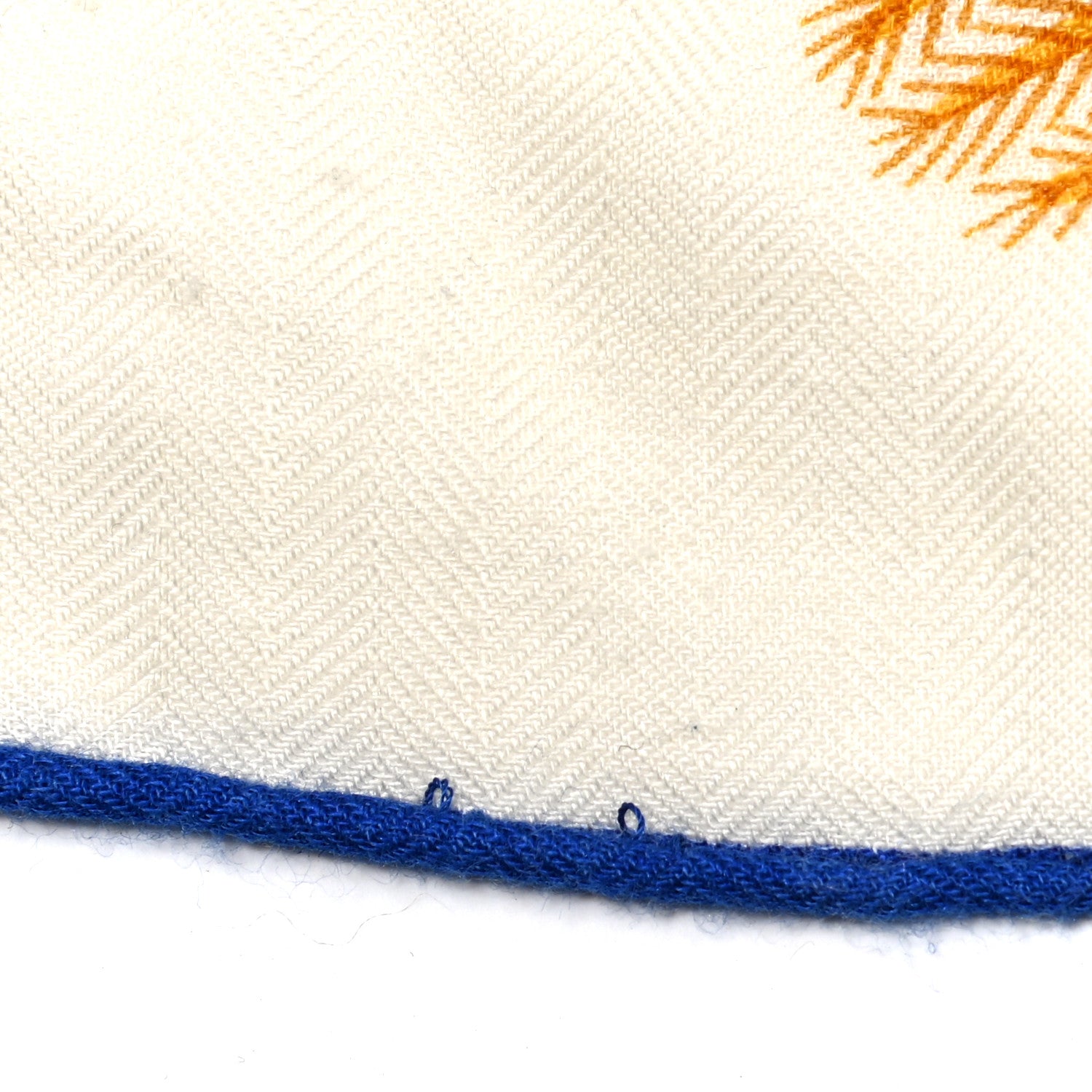 Hermes Cashmere Silk Plumes En Fete Shawl 140 White Bleu Gold 8 of 8