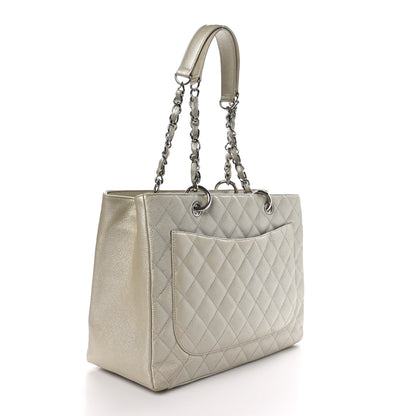 Chanel Metallic Caviar Quilted Grand Shopping Tote GST Pearl 3 of 11