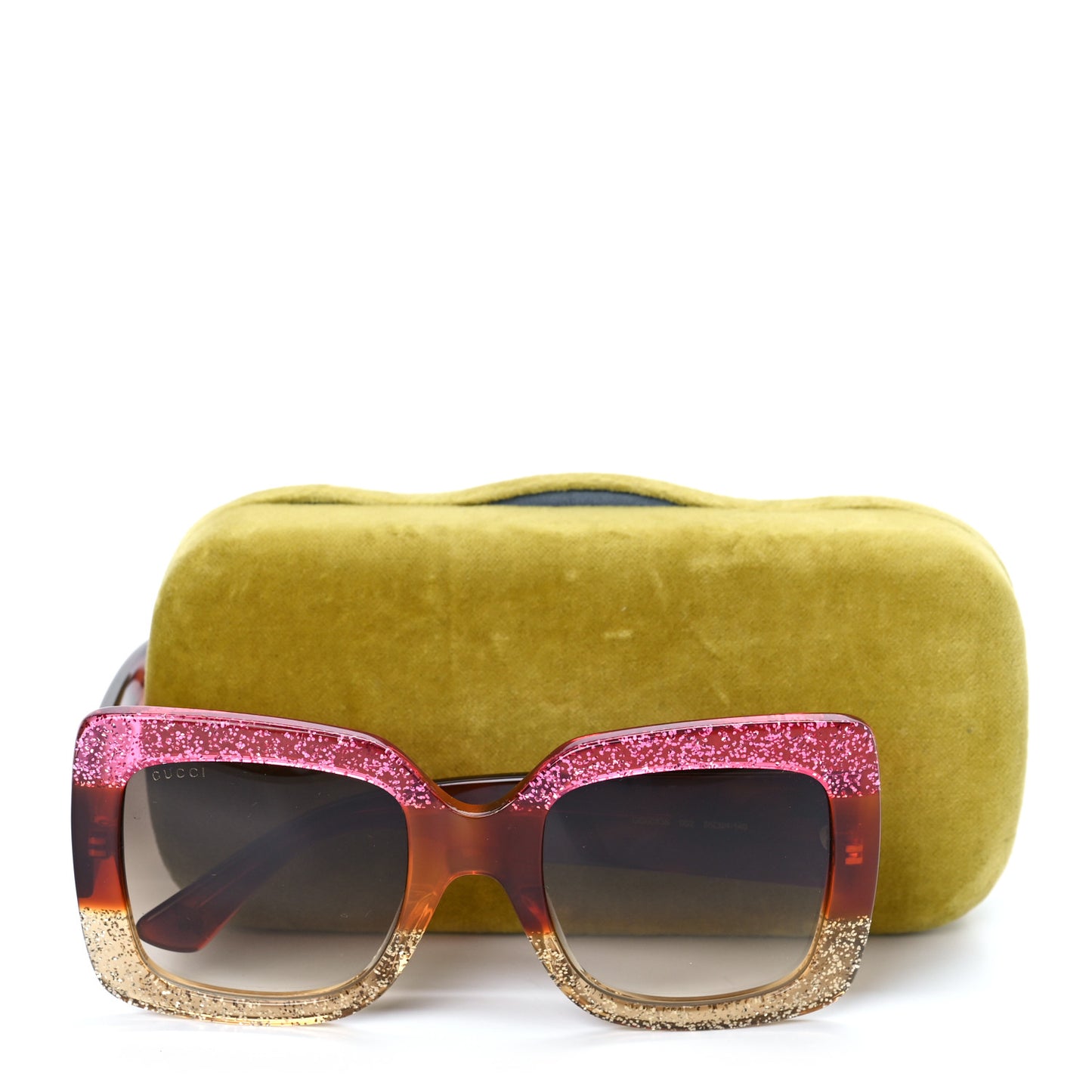Acetate Square Frame Sunglasses GG0083S Glitter Pink Multi