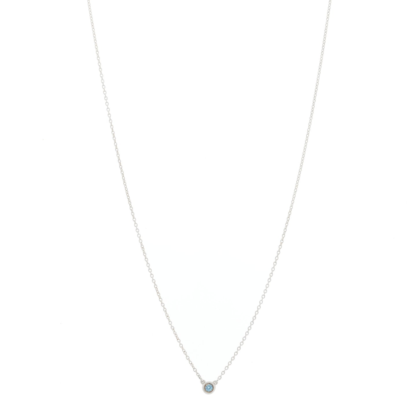 Sterling Silver Aquamarine .06ct Elsa Peretti Color by the Yard Pendant Necklace