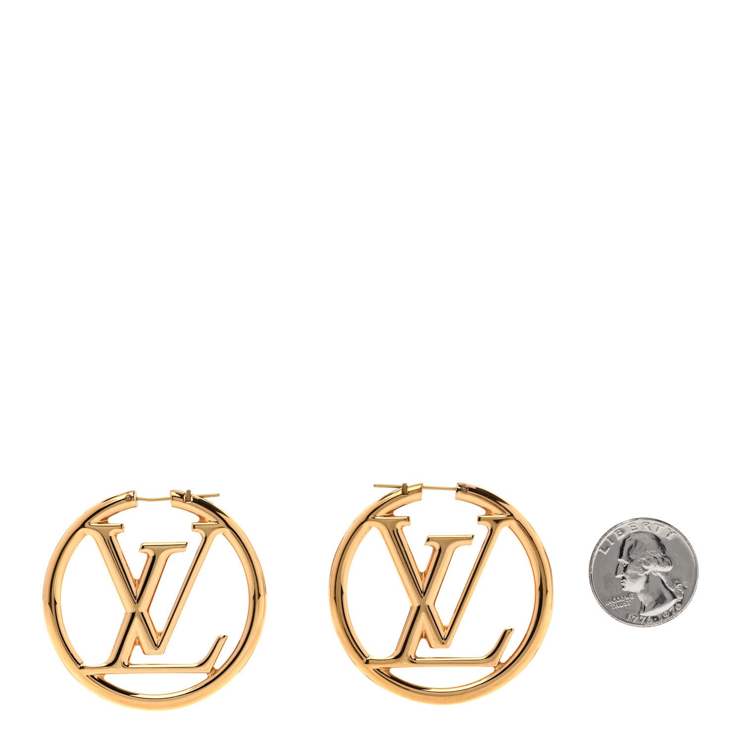 Louis Vuitton Metal Louise Hoop Earrings Gold 2 of 4