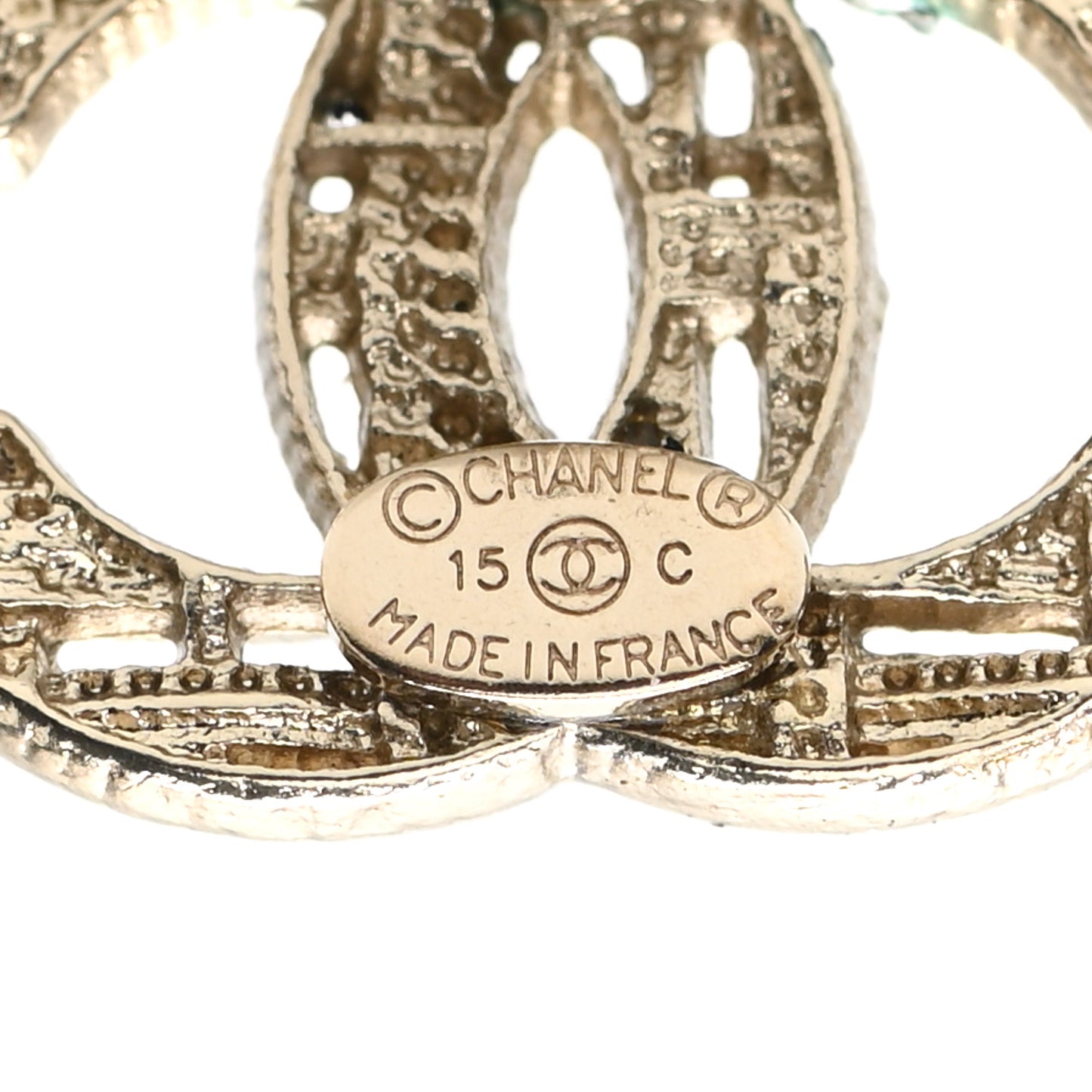 Tweed Effect CC Earrings Gold