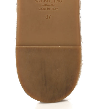 Valentino Garavani Canvas Embroidered Vlogo Espadrille Flat Slide Sandals 37 Multicolor 11 of 13
