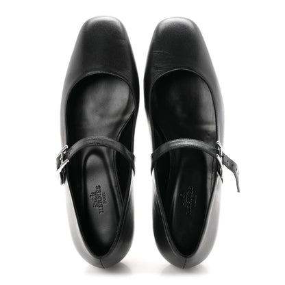 Hermes Goatskin Jane Ballet Flats 38.5 Black 2 of 10