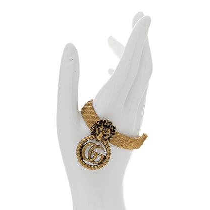 Gucci Metal GG Lion Head Bracelet Aged Gold 2 of 4