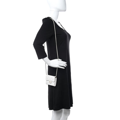 Chanel Caviar Quilted Flap Card Holder On Chain White 2 of 11