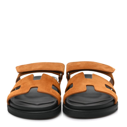 Hermes Suede Goatskin Womens Chypre Sandals 35 Naturel 2 of 8