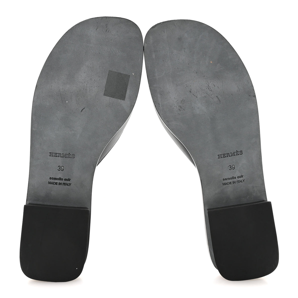 Hermes Calfskin Womens Isle Sandals 39 Black 6 of 9