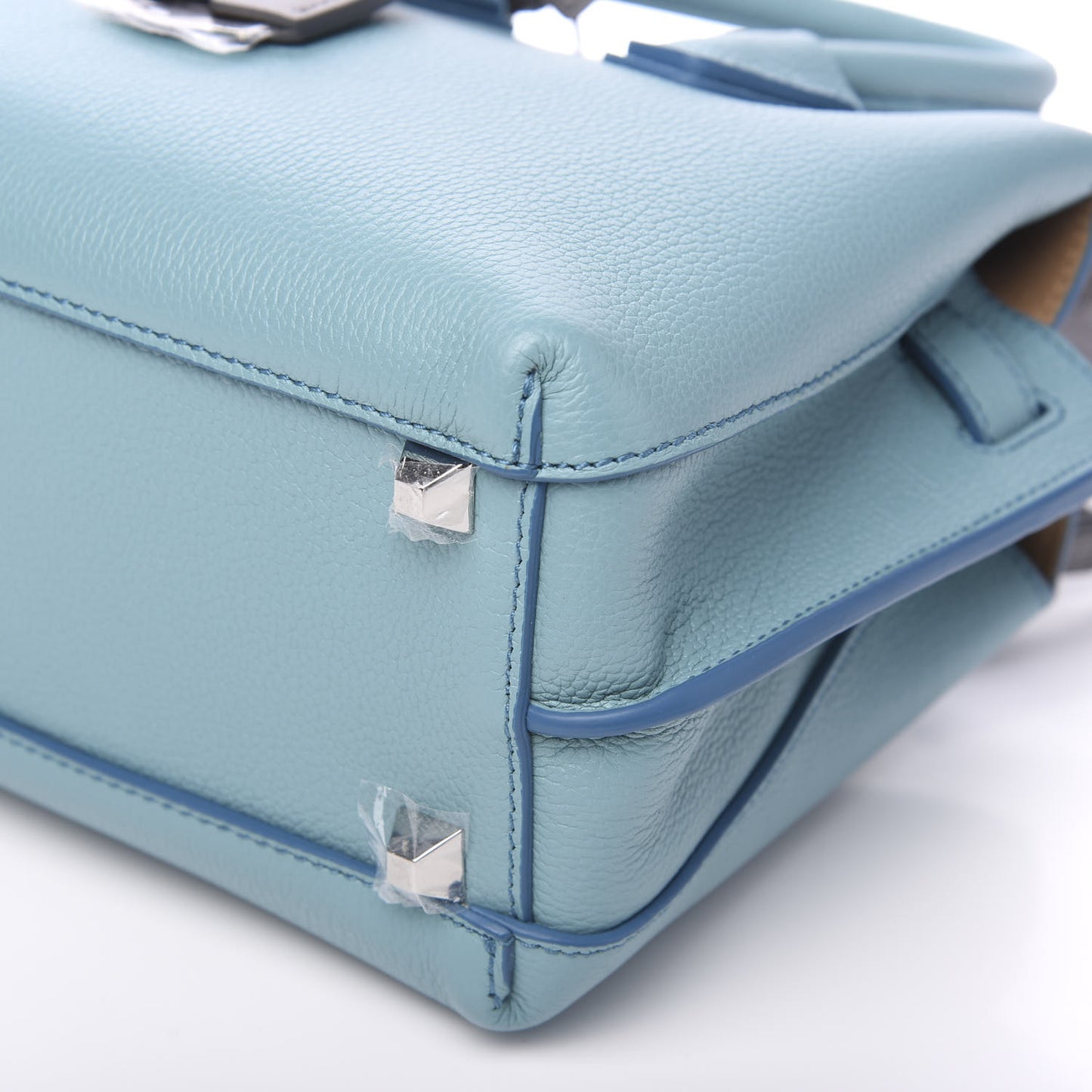 Grained Calfskin Mini Milla Tote Sky Blue