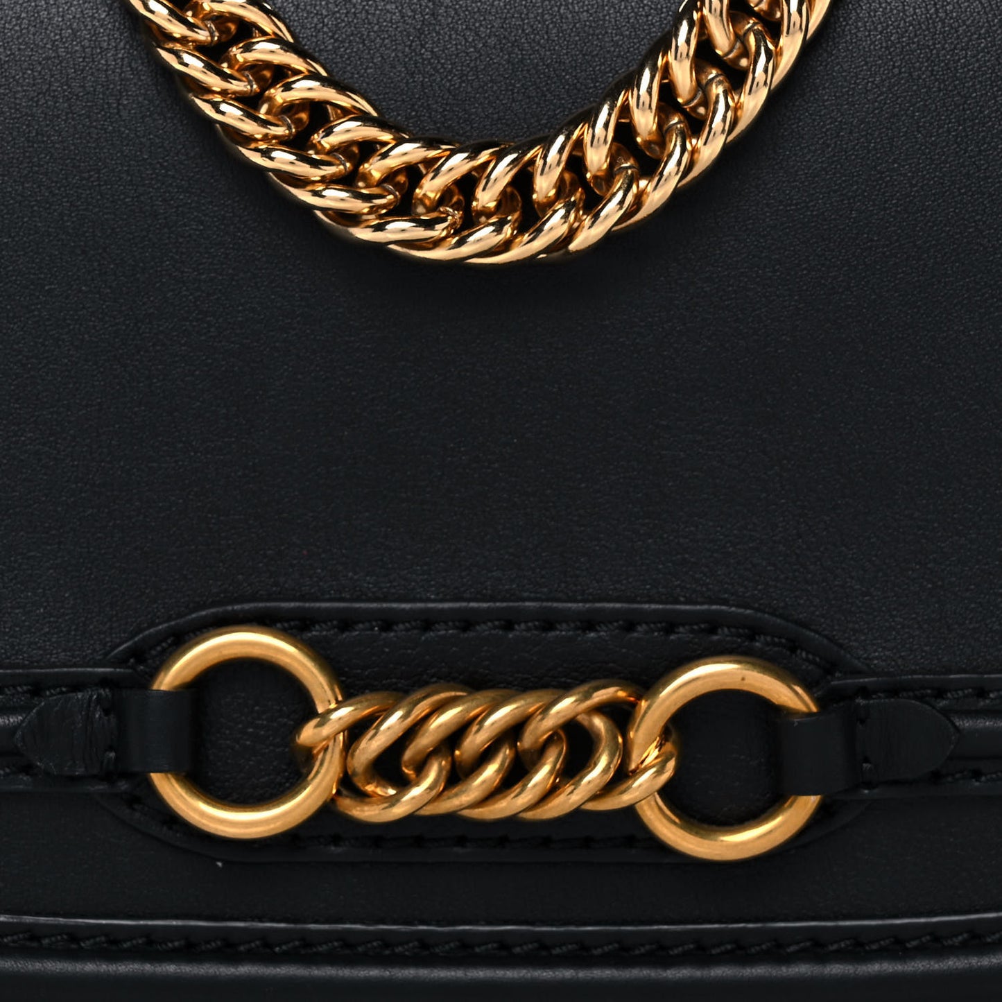 Soft Calfskin Link Flap Crossbody Black