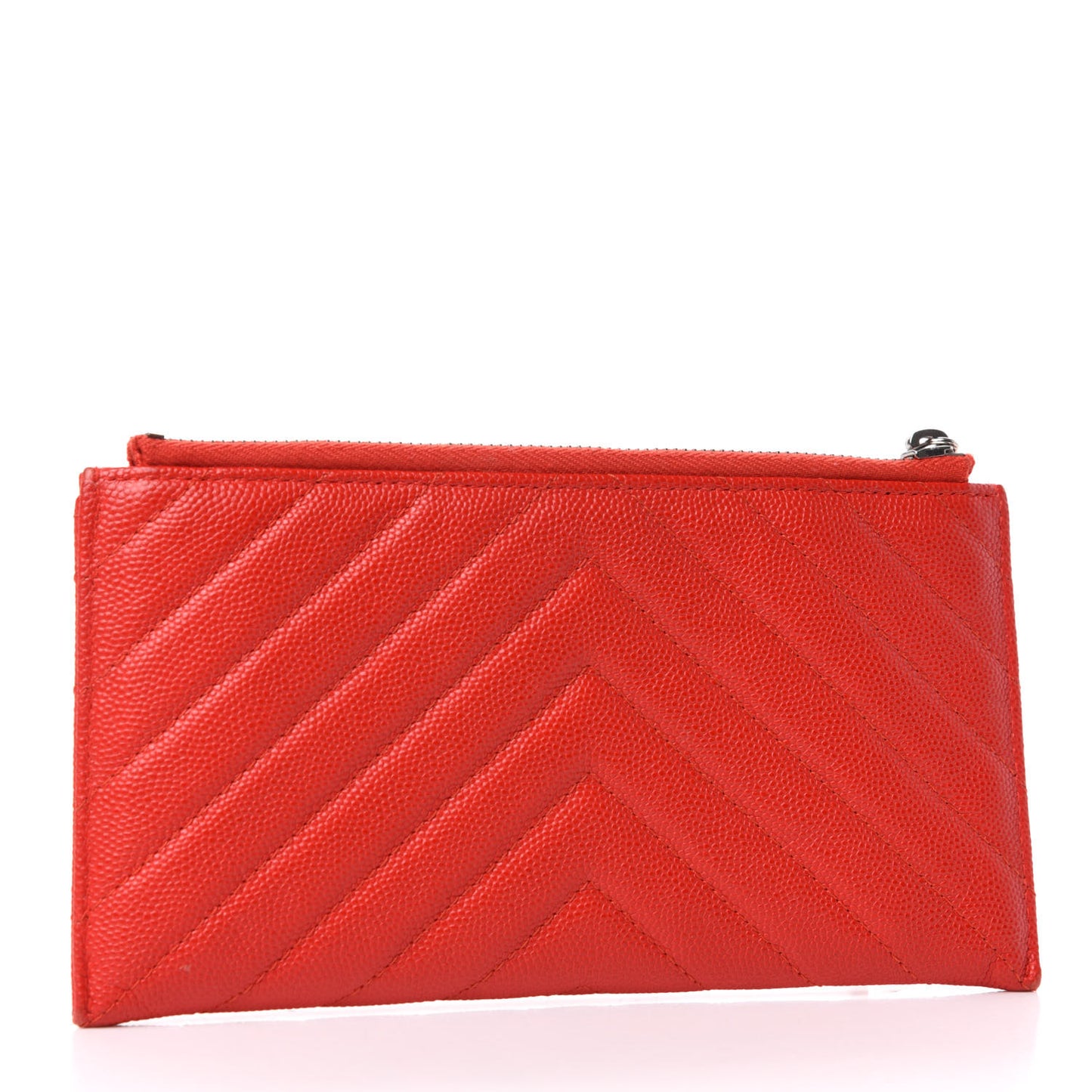 Caviar Chevron Quilted Zip Pouch Red