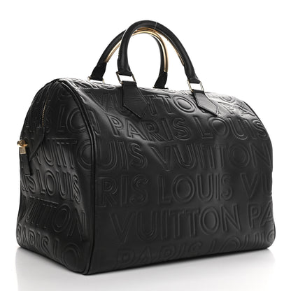 Louis Vuitton Calfskin Embossed Speedy Cube 30 Black 2 of 10