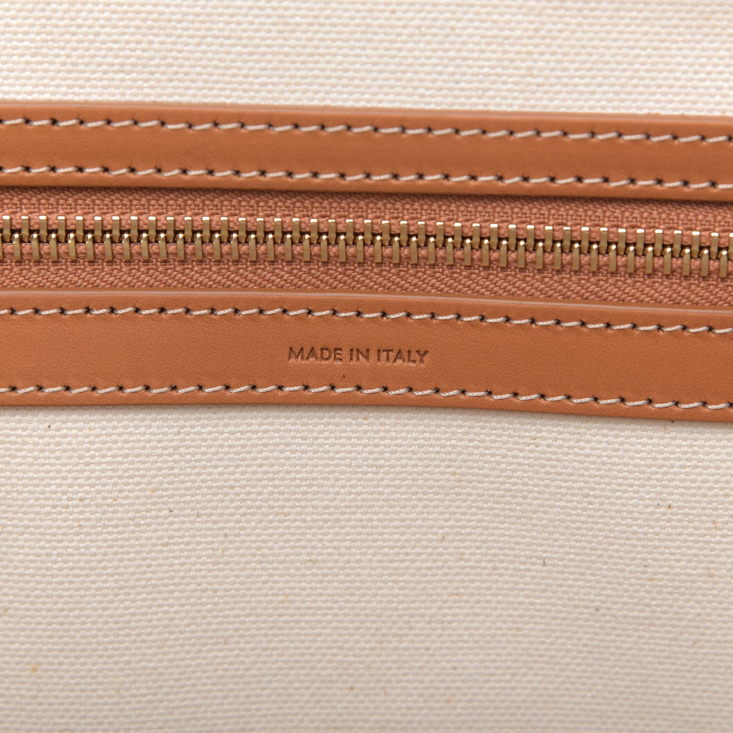 Canvas Calfskin Horizontal Cabas Natural Tan