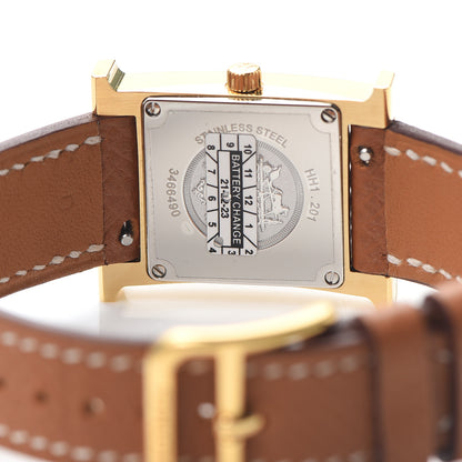 Hermes Stainless Steel Epsom 21mm Heure H Hour Quartz Watch Gold 4 of 5
