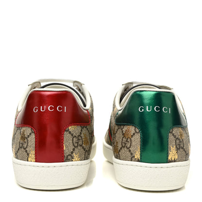 Gucci GG Supreme Monogram Bees Web Womens Ace Sneakers 41 Beige Oro Green Red 4 of 9