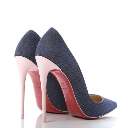 Christian Louboutin Denim Patent So Kate 120 Pumps 38.5 Blue Pompadour 4 of 9