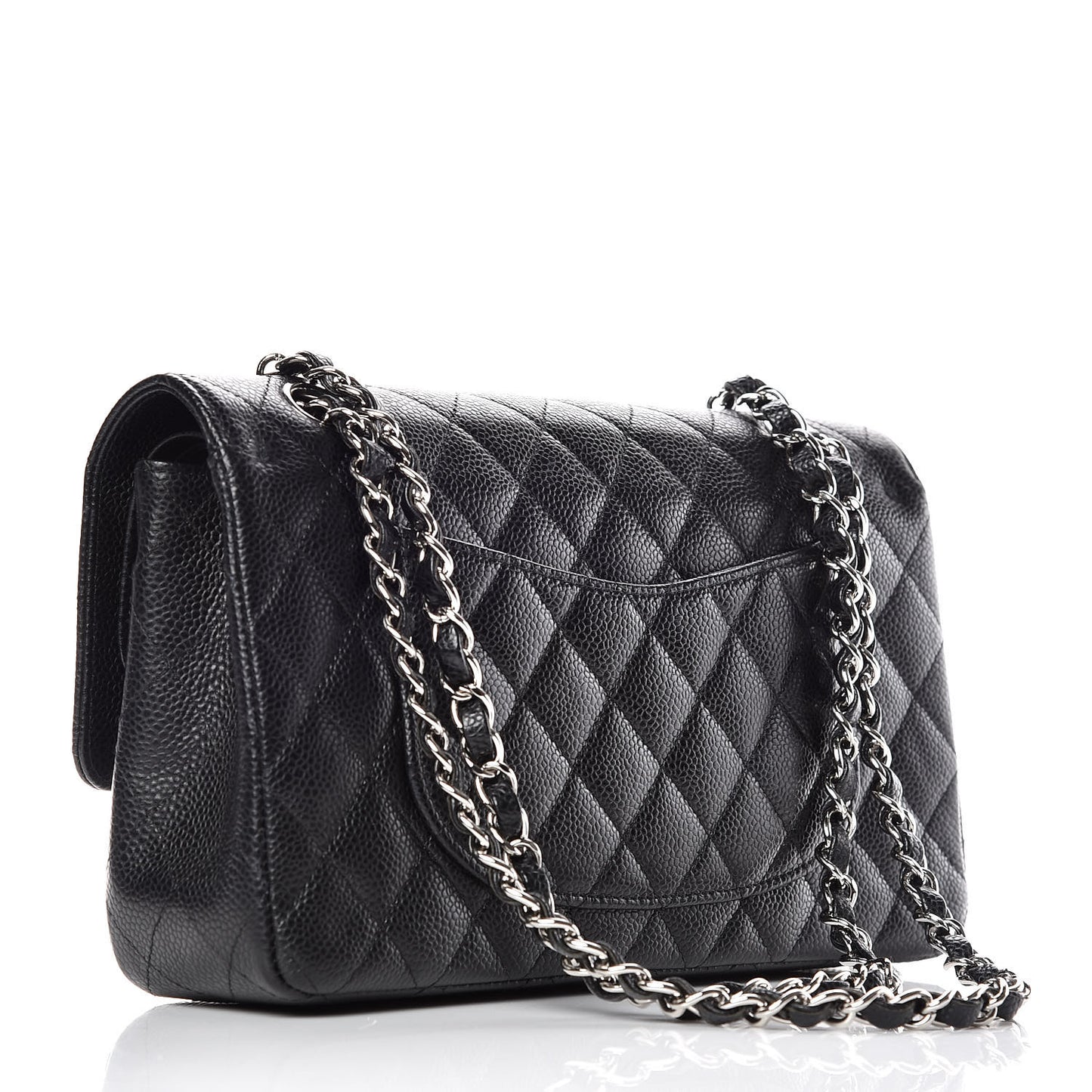 Caviar Quilted Medium Double Flap Black