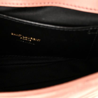 Saint Laurent Suede Matelasse Chevron Monogram Mini College Bag Barely Pink 4 of 9