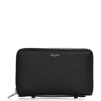 Saint Laurent Grain De Poudre Classic Zip Around Travel Organizer Wallet Black 1 of 10