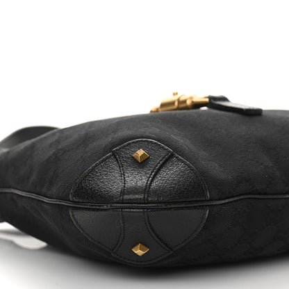 Gucci Monogram Piston Lock Jackie O Hobo Black 9 of 11