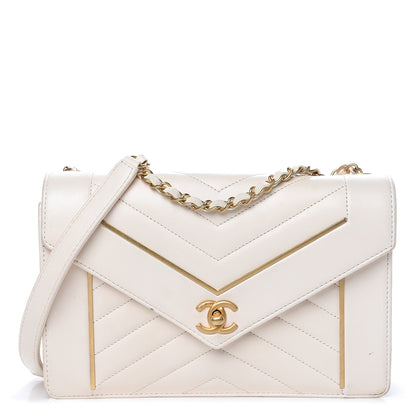 Chanel Lambskin Reversed Chevron Quilted Flap White 1 of 15