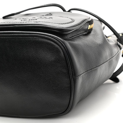 Prada Glace Calfskin Embossed Secchiello Bucket Bag Black 9 of 10