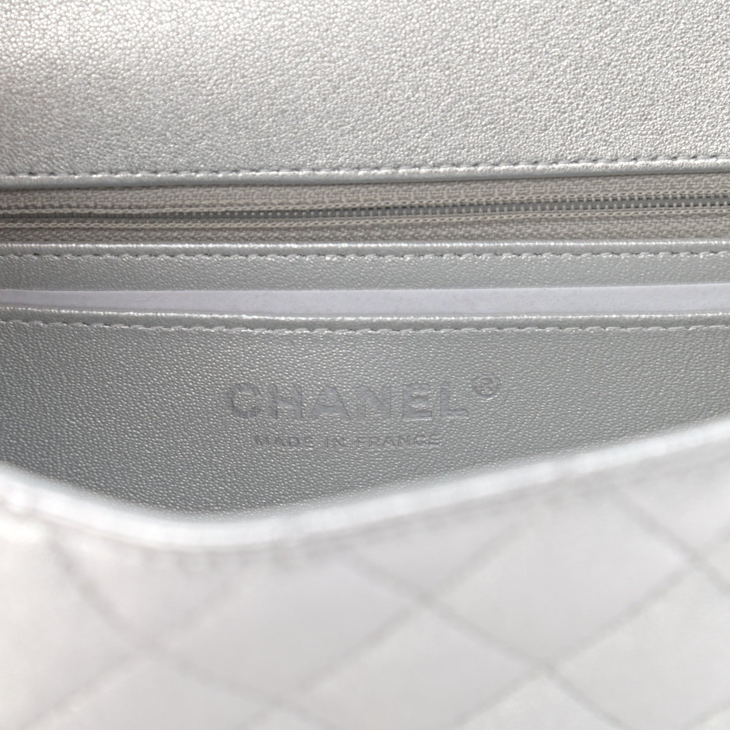 Chanel Metallic Lambskin Quilted Mini Rectangular Flap Silver 6 of 11