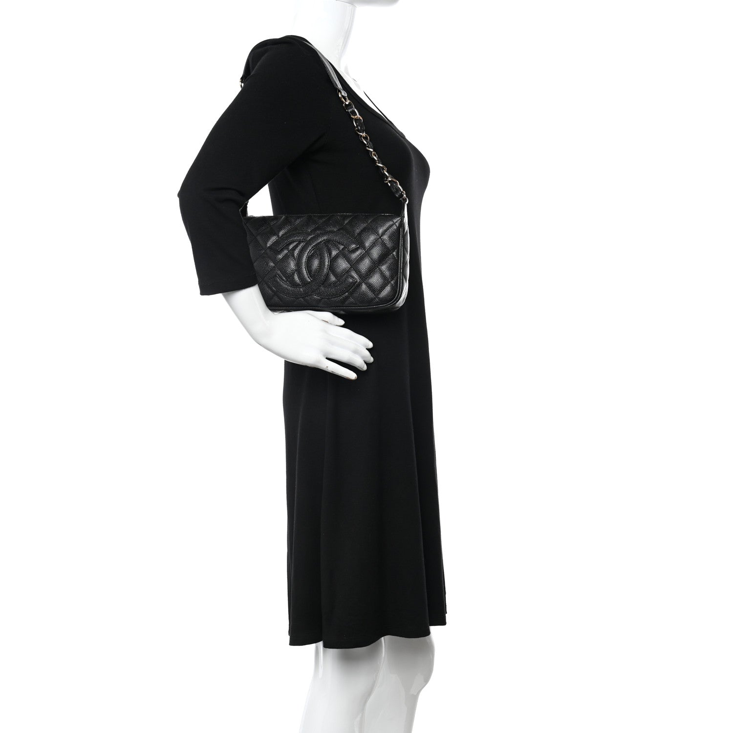 Chanel Caviar Quilted Timeless CC Shoulder Bag Black 2 of 10