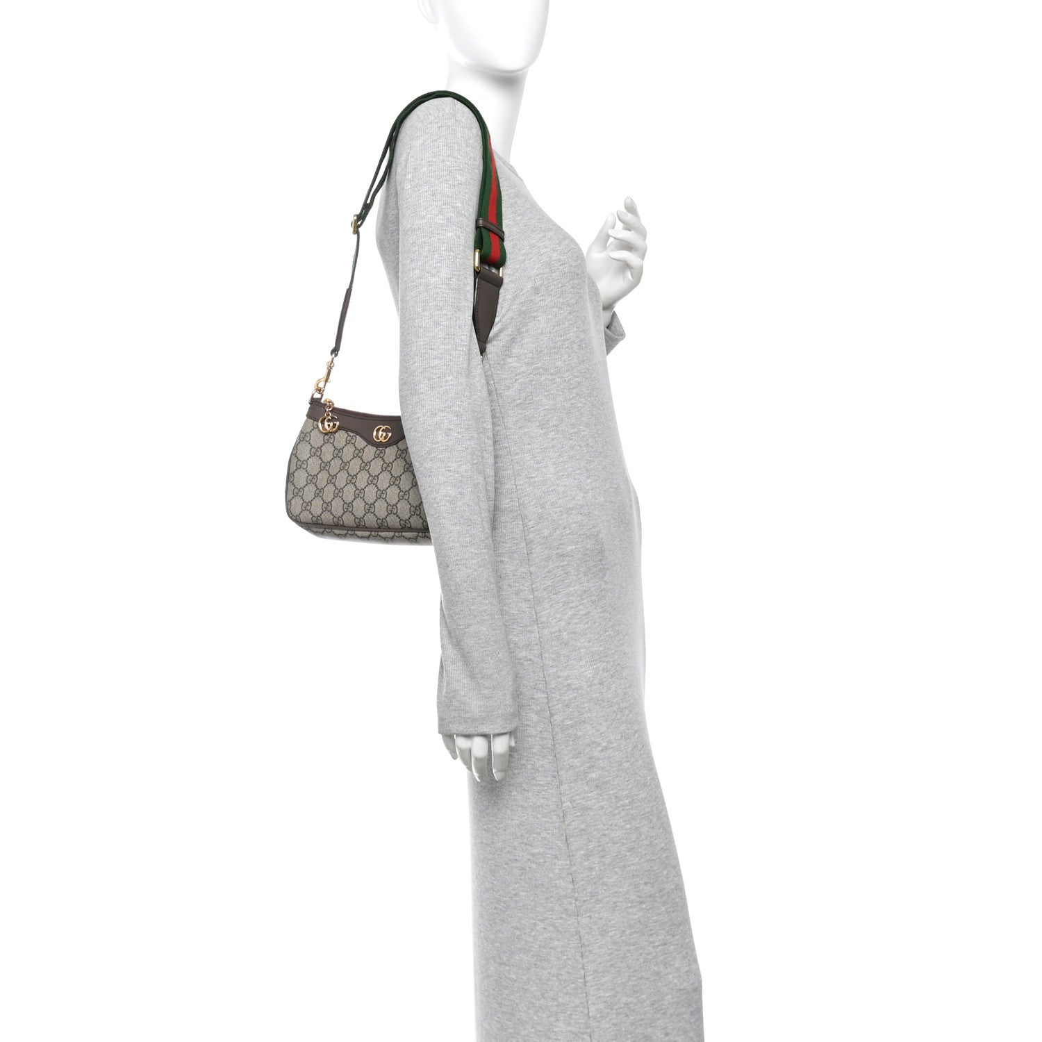 Gucci GG Supreme Monogram Textured Dollar Calfskin Web Small Ophidia GG Handbag Beige Ebony New Acero 2 of 12