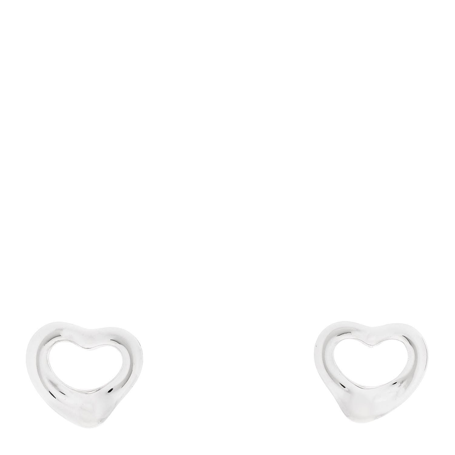 Tiffany Sterling Silver 11mm Elsa Peretti Open Heart Earrings 1 of 4