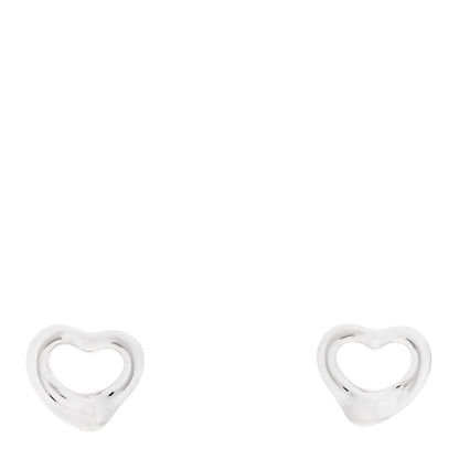 Tiffany Sterling Silver 11mm Elsa Peretti Open Heart Earrings 1 of 4