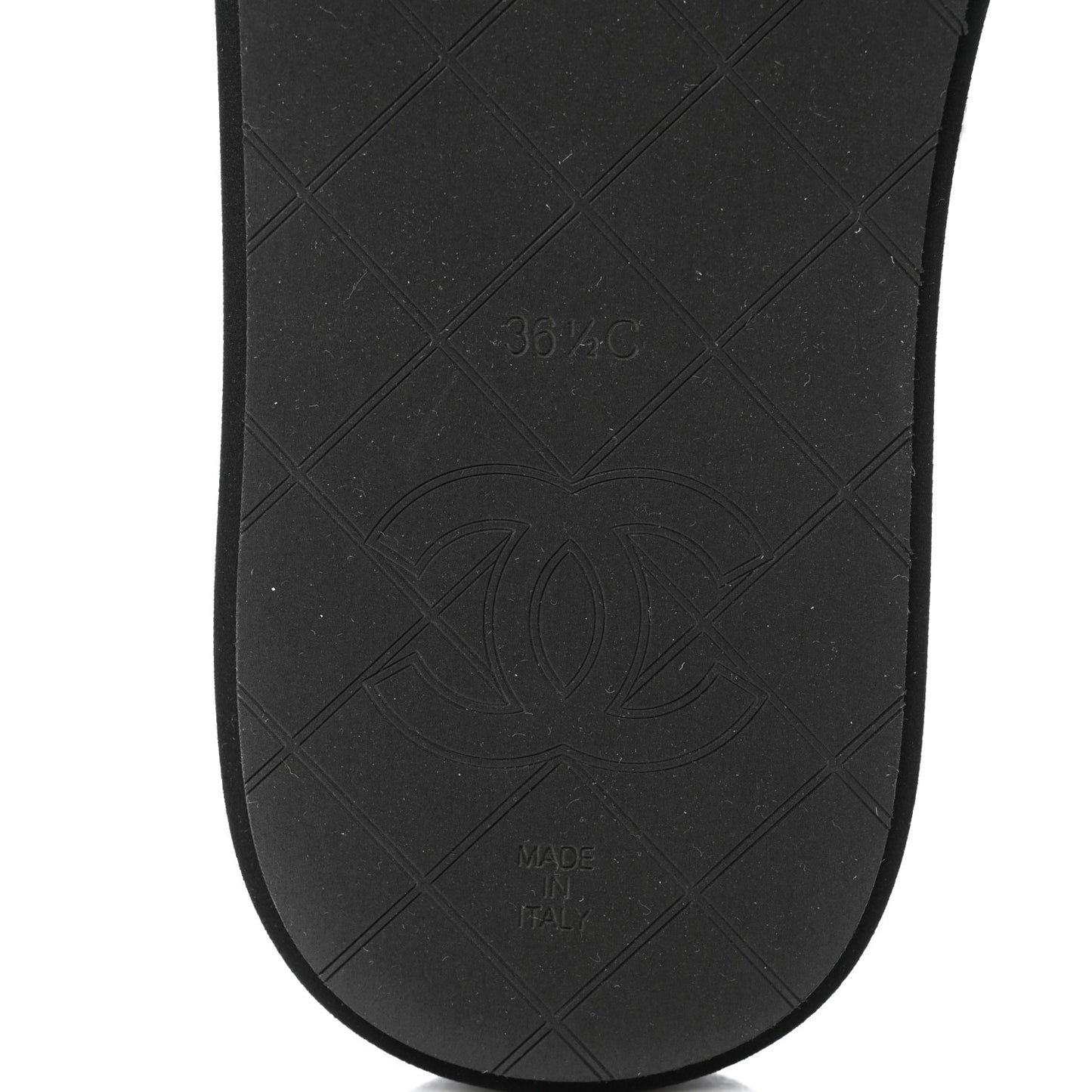 Lambskin Quilted Padded Charms Thong Sandals 36.5 Black