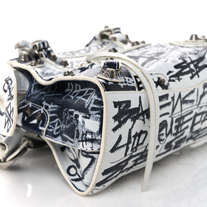 Balenciaga Agneau Arena Graffiti Neo Cagole Handbag XS White Black 9 of 13