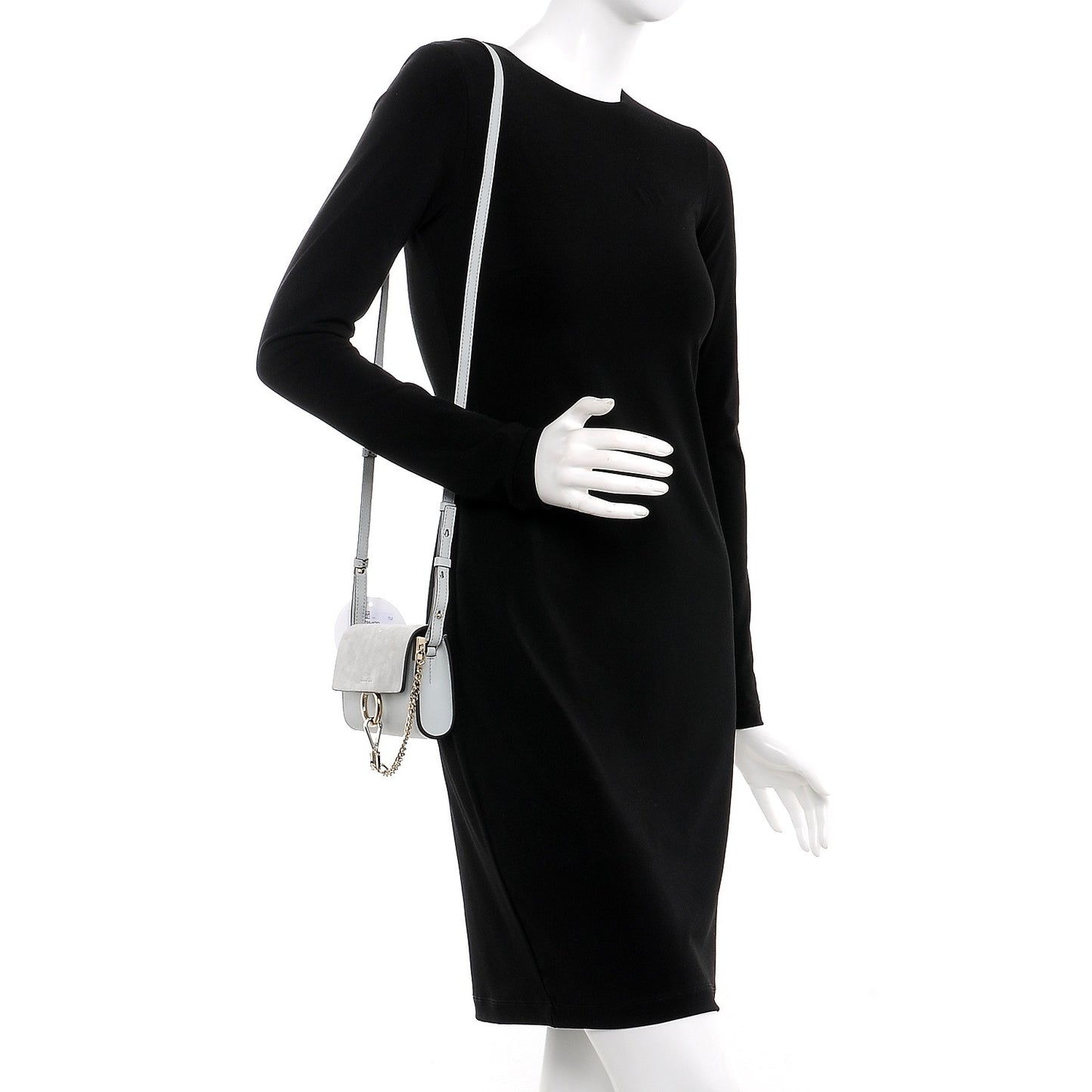 Suede Calfskin Mini Faye Shoulder Bag Airy Grey