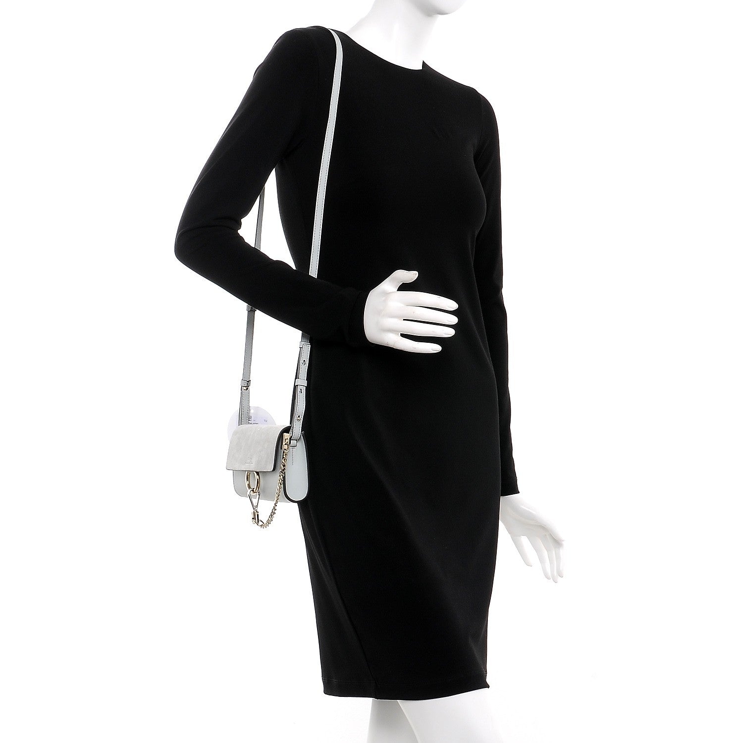 Chloe Suede Calfskin Mini Faye Shoulder Bag Airy Grey 2 of 7