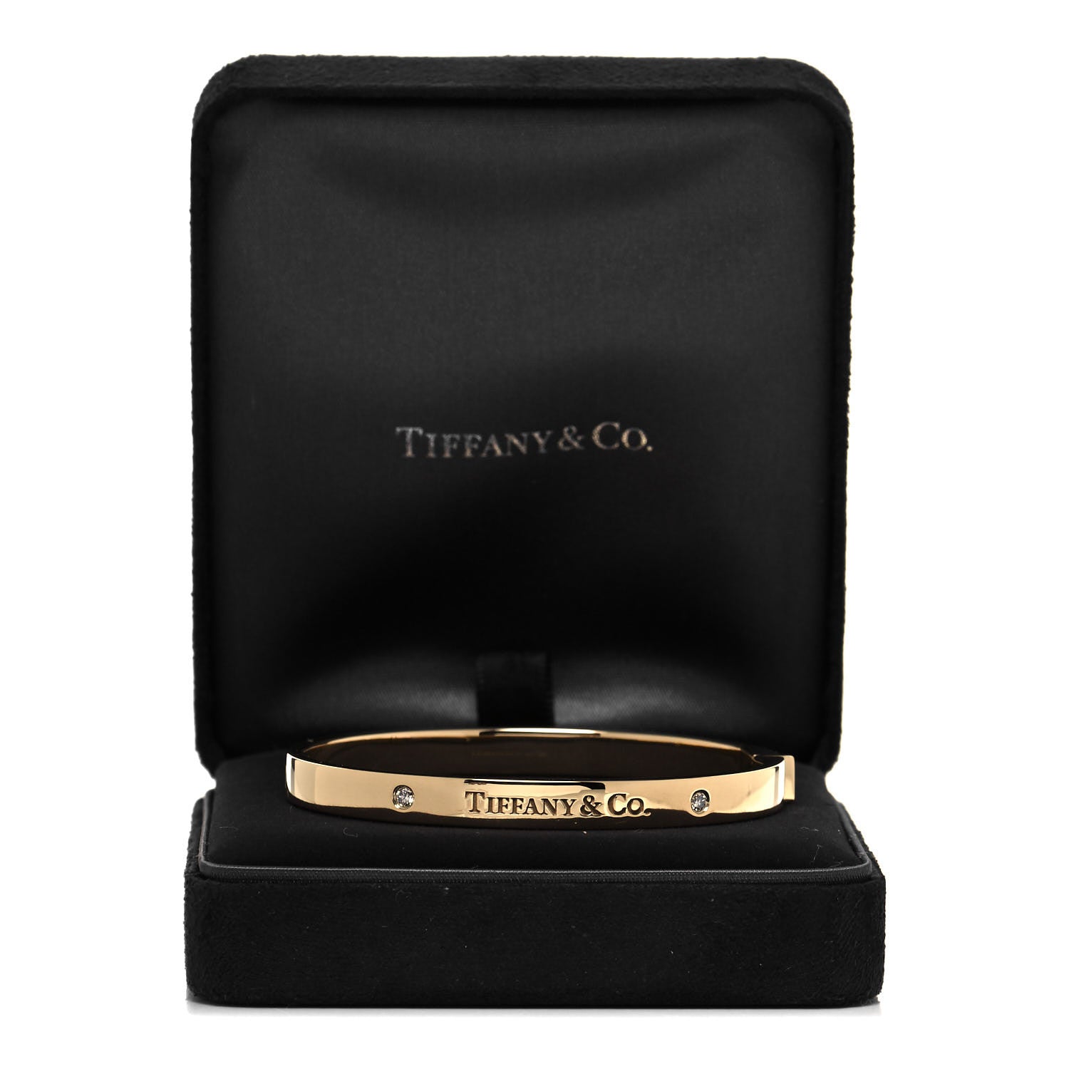 Tiffany 18K Yellow Gold Diamond Hinged Bangle Bracelet 5 of 5
