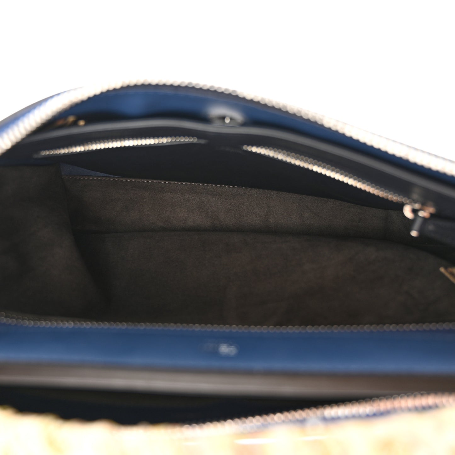 Vitello Baltico Ribbon Lace Up Floral DotCom Click Chain Satchel Blue Multicolor