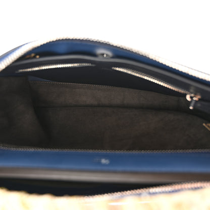 Fendi Vitello Baltico Ribbon Lace Up Floral DotCom Click Chain Satchel Blue Multicolor 6 of 11