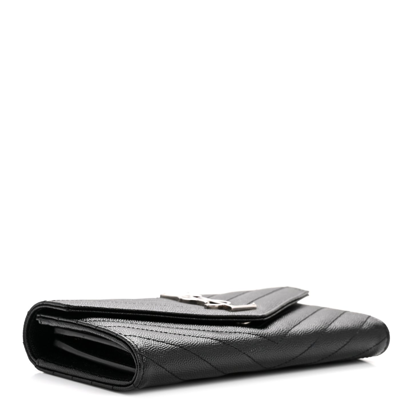 Grain De Poudre Matelasse Chevron Monogram Flap Wallet Black