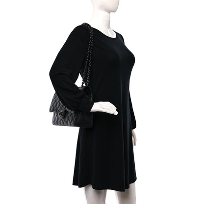 Chanel Crumpled Calfskin Quilted Jumbo Double Flap So Black 2 of 9