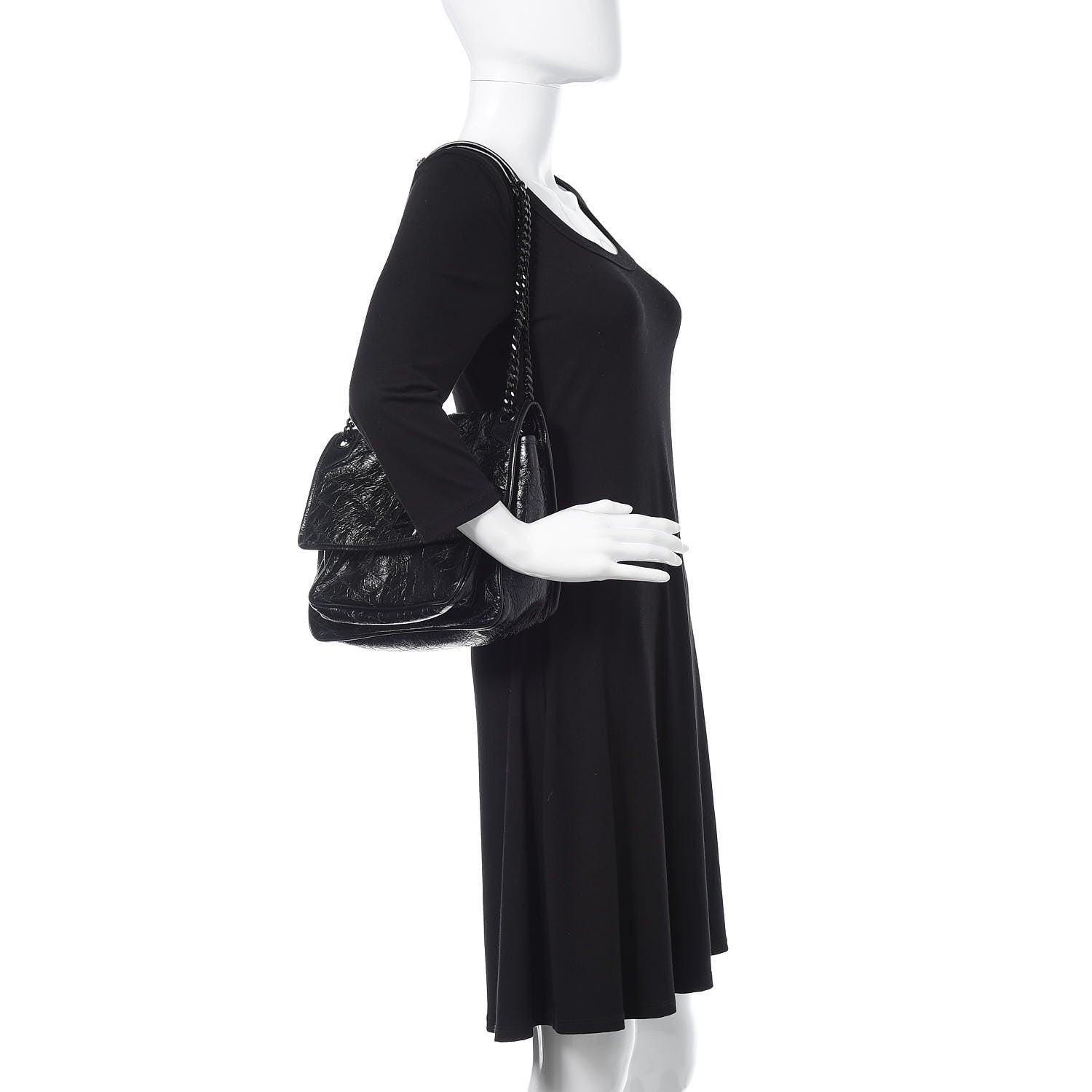 Saint Laurent Crinkled Calfskin Matelasse Monogram Medium Niki Chain Satchel Black 2 of 10