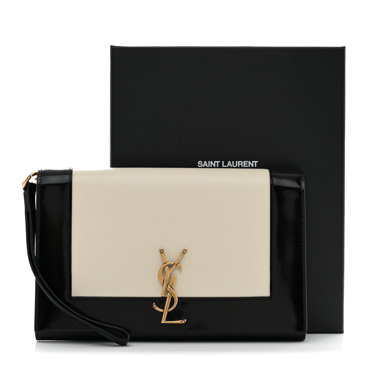 Nappa Patent Calfskin Two-Toned Monogram Pouch Alabastro Black