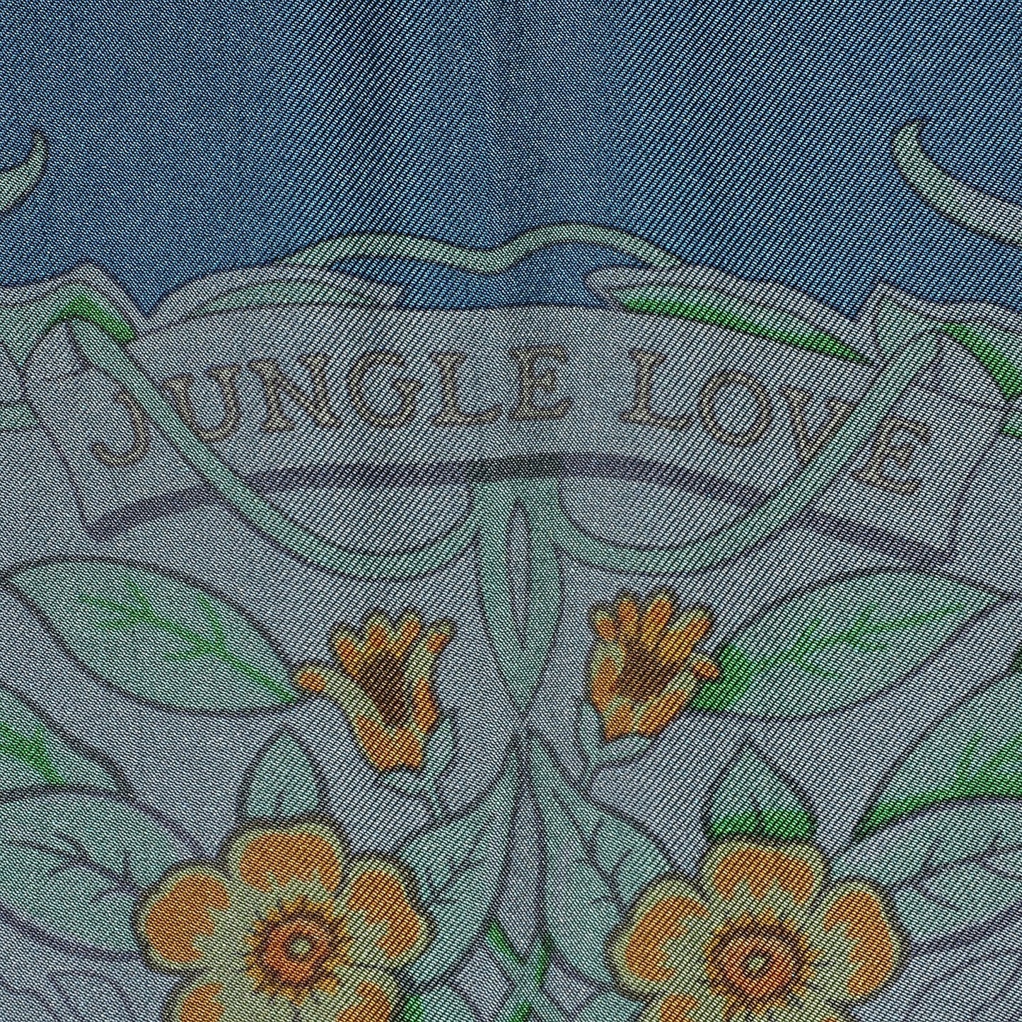 Silk Dip Dye Jungle Love Scarf 90 Gris Fer Vert Cypres Tabac