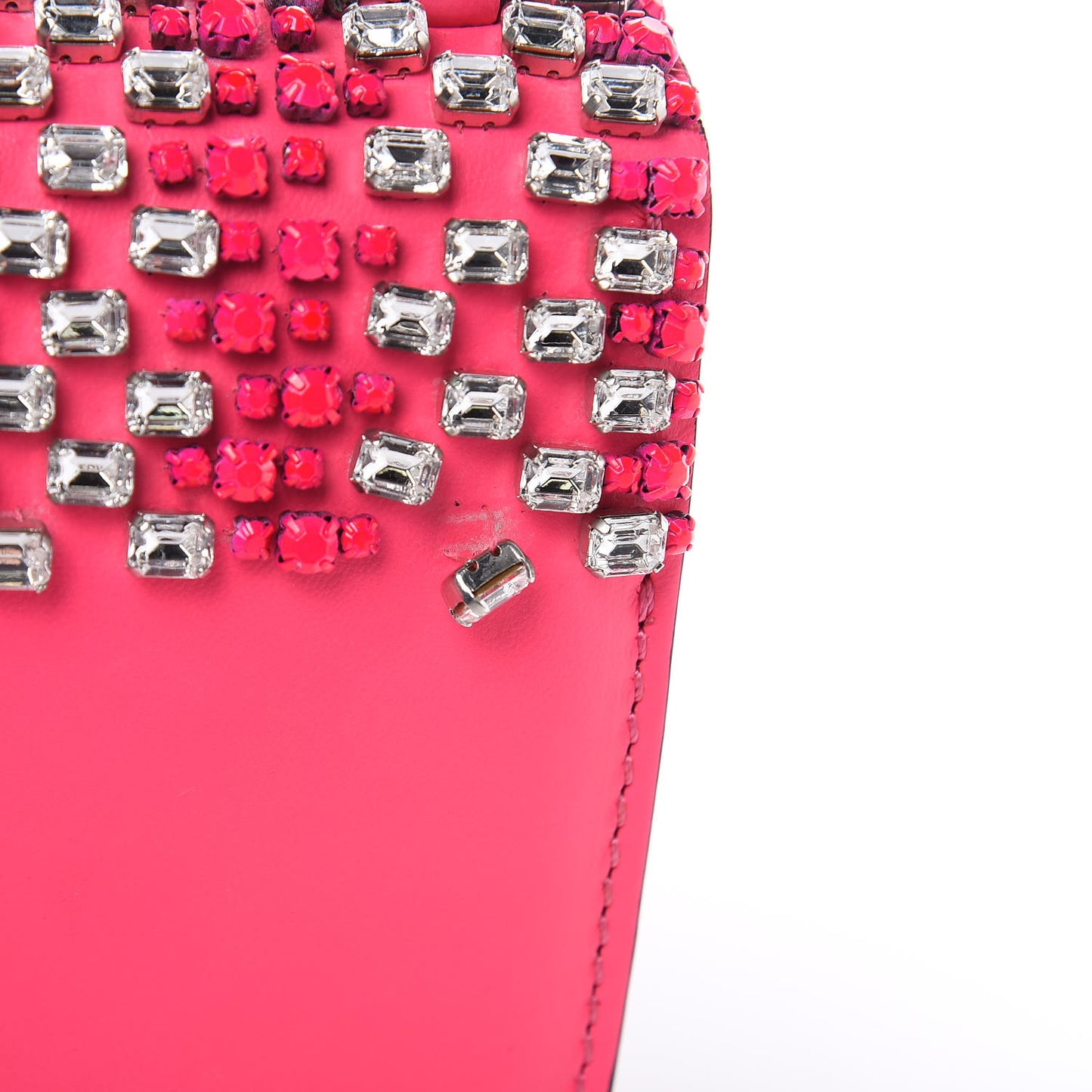 Vitello Crystal Small Glam Lock Rockstud Flap Fuxia Fluo