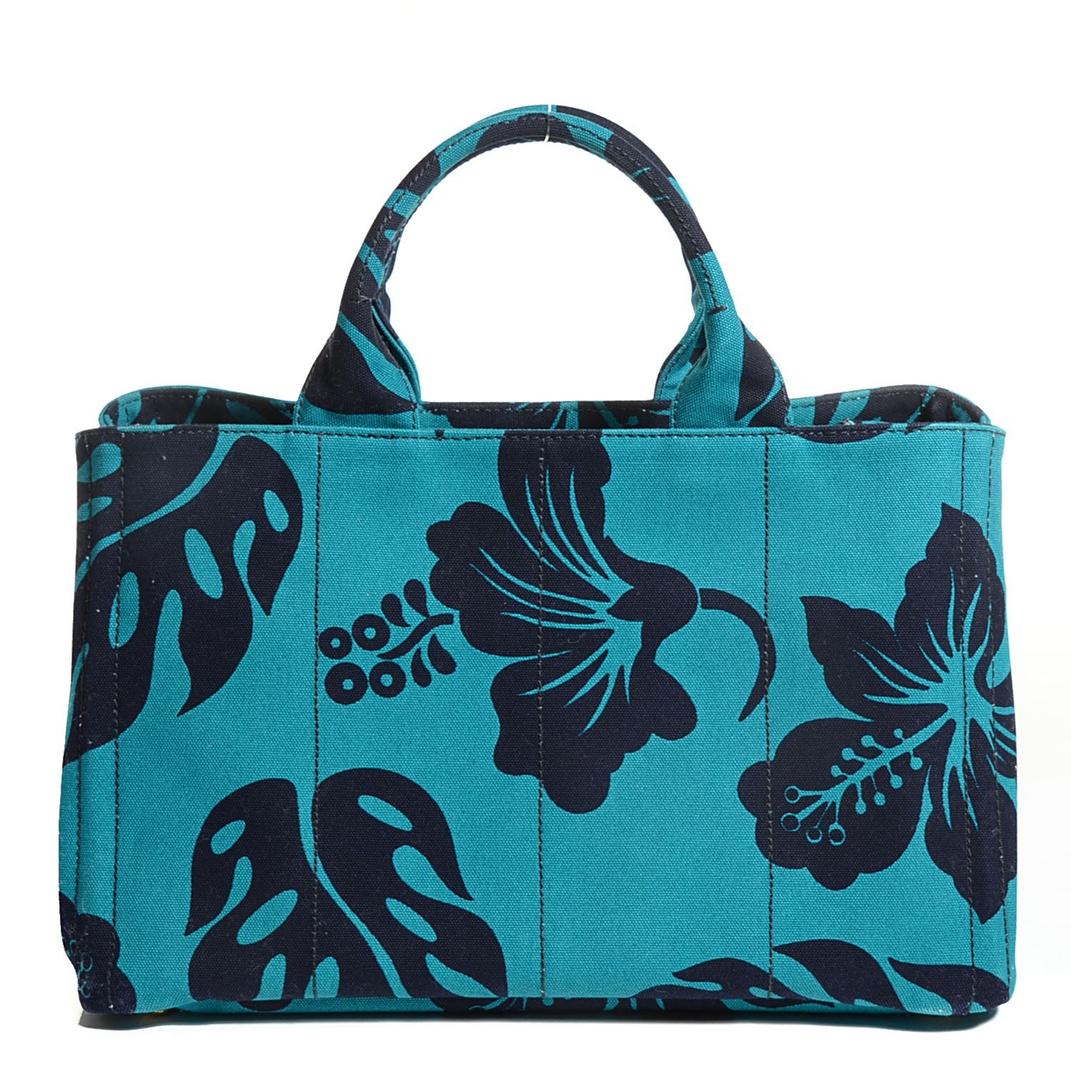 Prada Canvas Canapa Hibiscus Tote Turchese 1 of 10